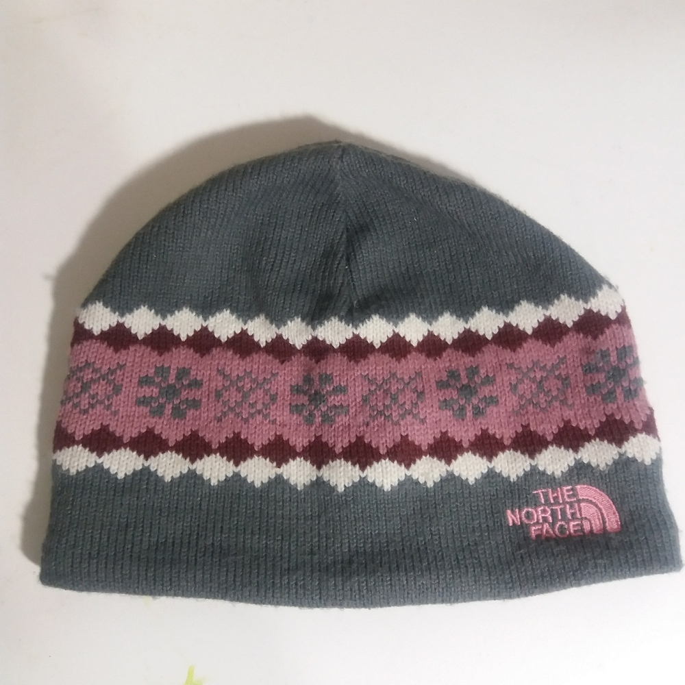 The North Face Gray Pink Skull Cap Beanie